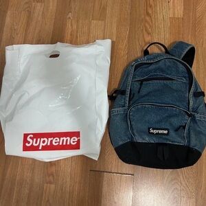 Supreme Denim and Black Backpack
